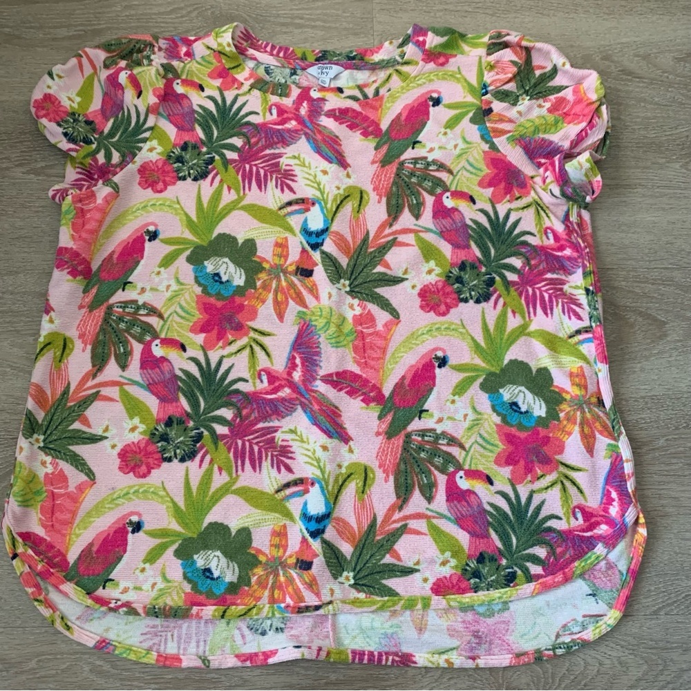 Crown & Ivy Tropical Floral Blouse Size XXL